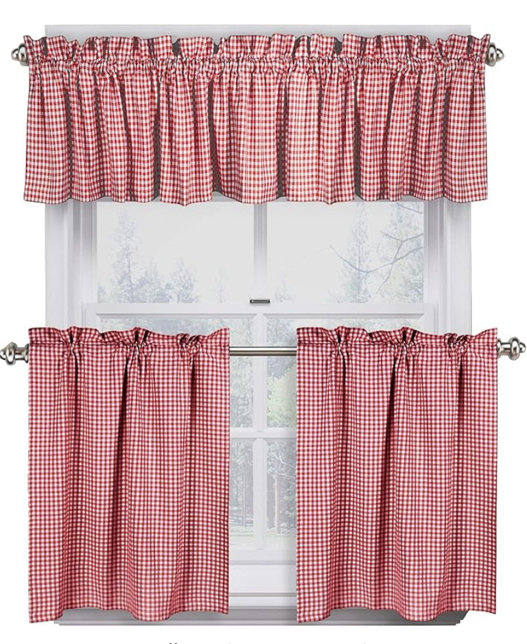 'Native Fab' 3 Pieces Window Curtain Tiers and Valance Set –  Half Window Curtains Short Curtains 2 Tiers & 1 Valance Curtain