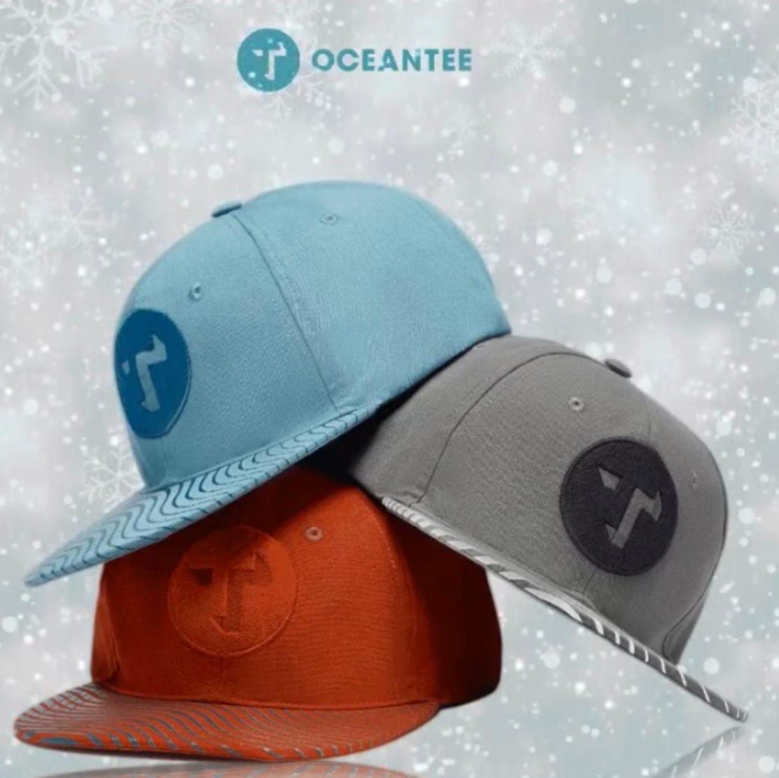 Oceantee 100% Recycled Caps  - Flat Brim - 3 Colours Available