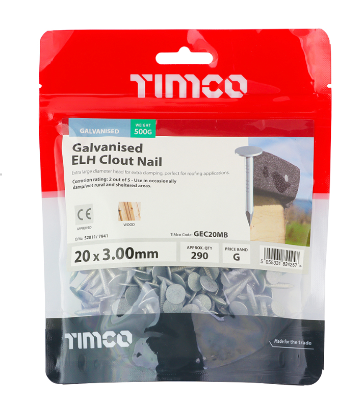 Timco Extra Large Head Galvanised Clout Nail - various sizes available