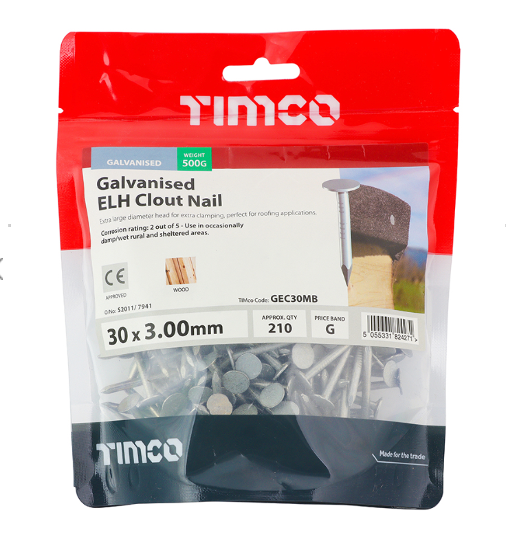 Timco Extra Large Head Galvanised Clout Nail - various sizes available