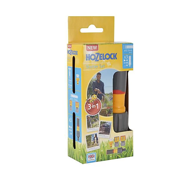 Hozelock 3 in 1 Nozzles & Aquastop Connector Starter Set Box