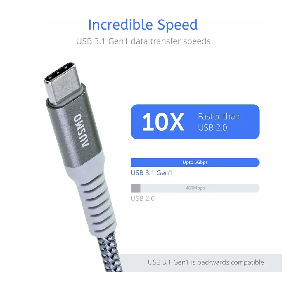 Ausmo USB Type C To Type C Cable - Various Lengths Available