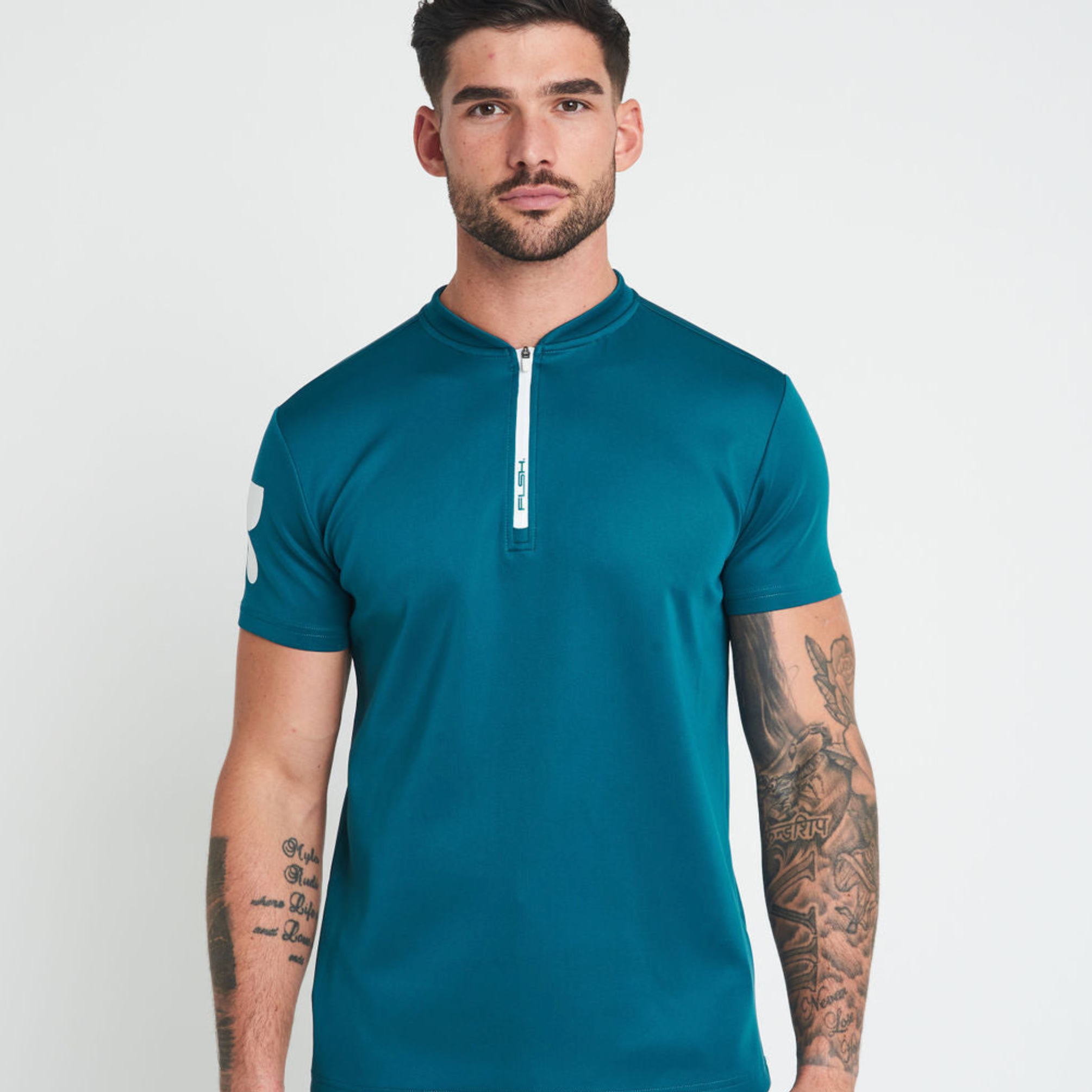 Men's Short Sleeve Low-Collar Zip Up Sport Shirt FP1