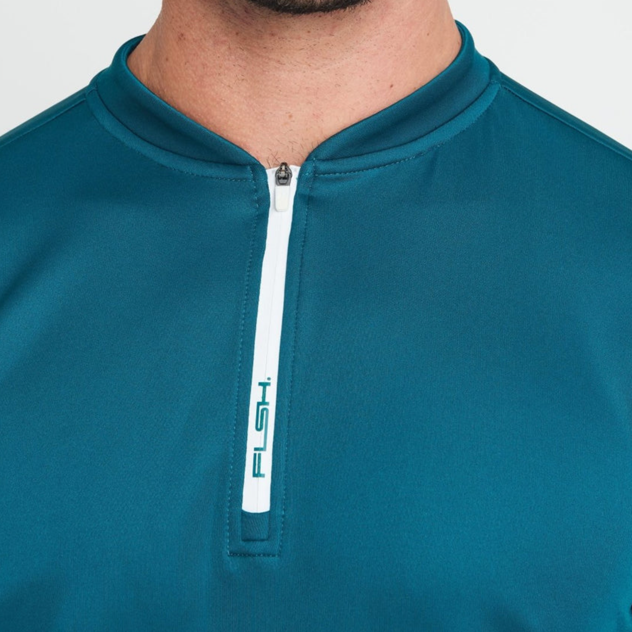 Men's Short Sleeve Low-Collar Zip Up Sport Shirt FP1
