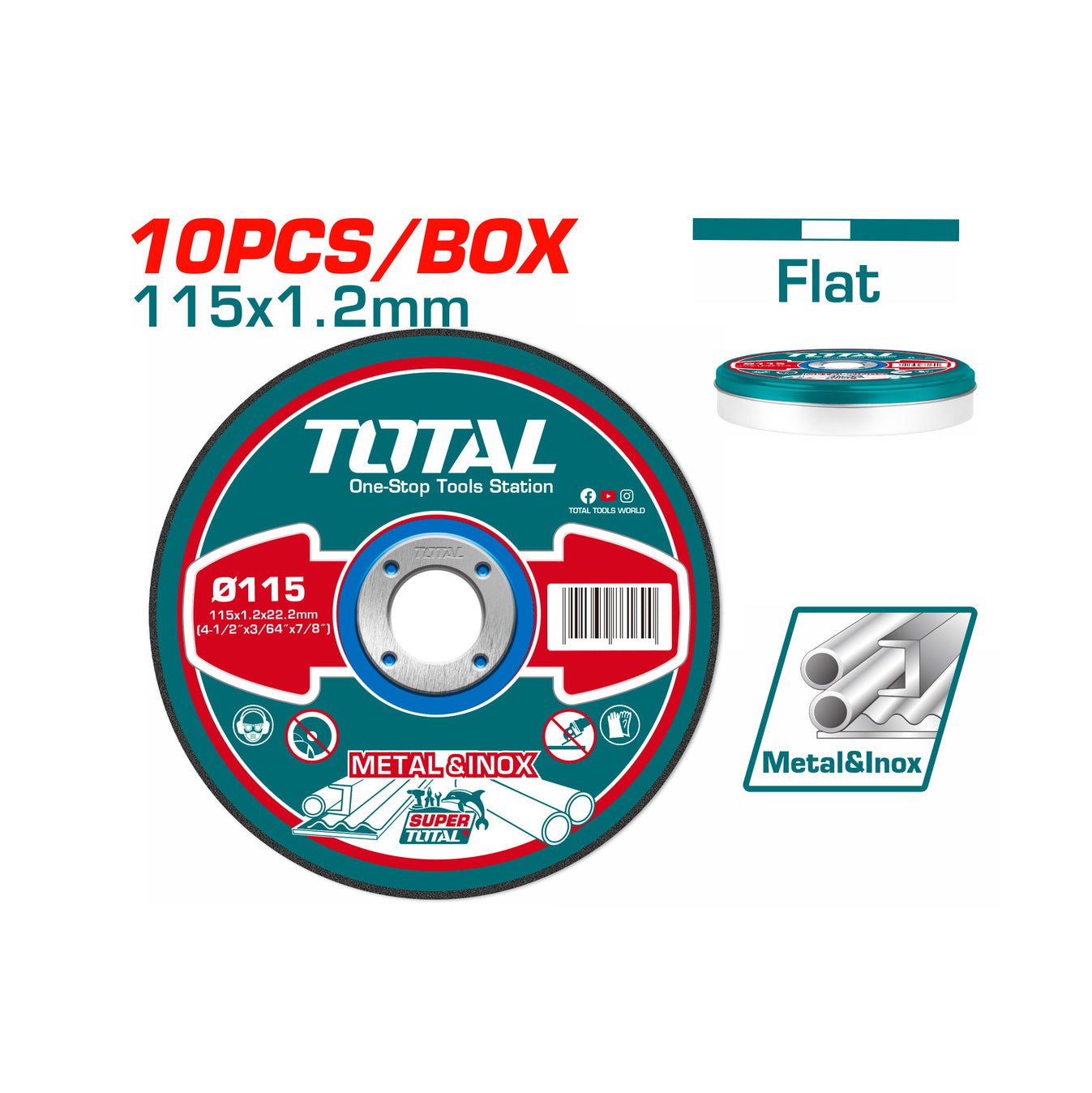 Total Abrasive Metal Cutting Disc Set - 10pcs - TAC2211155