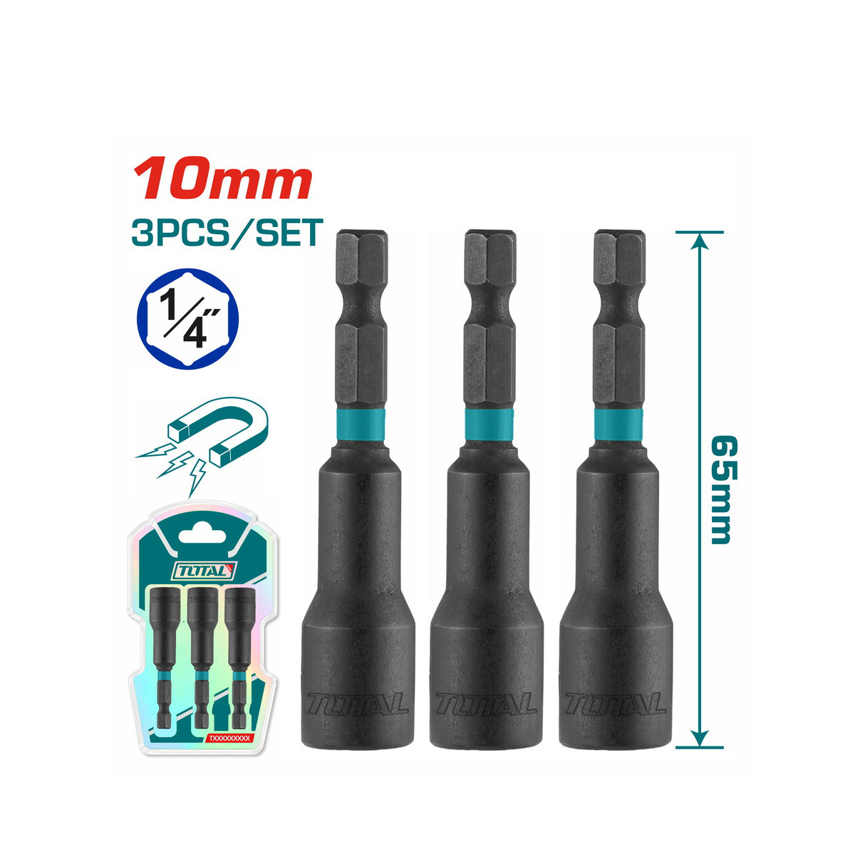 Total Impact Magnetic Nut Set - 3pcs - TAC271031