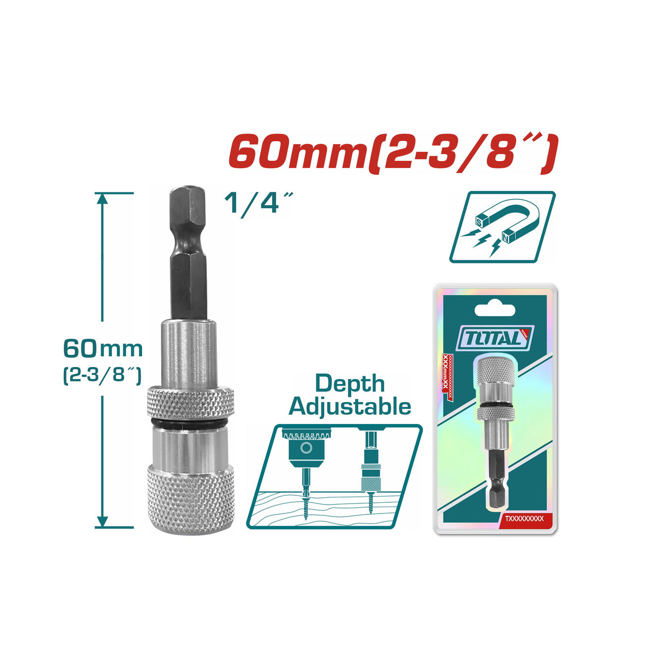Total Limit Screwdriver Bit Holder with Release - TAC464601