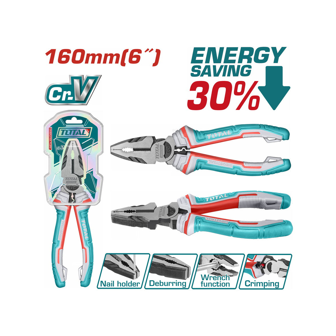 Total High Leverage Combination Pliers - 160mm - THT210606S
