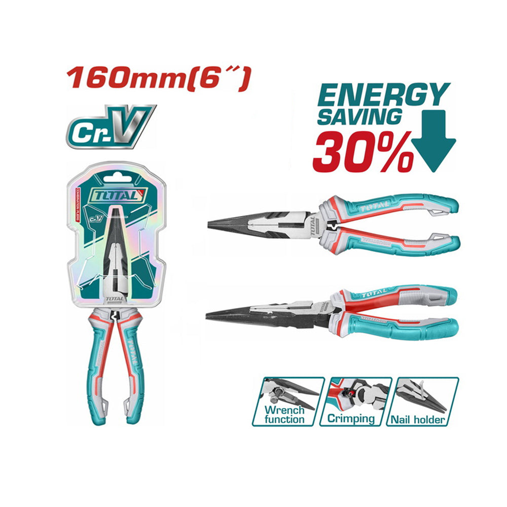 Total High Leverage Long Nose Pliers 160mm / 6" - THT220606S
