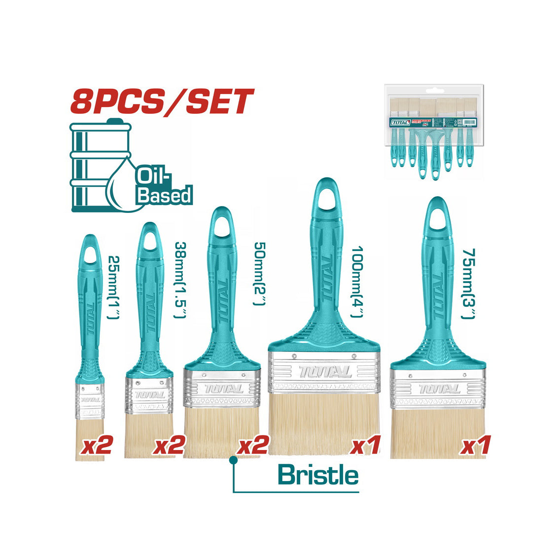 Total 8pc Paint Brush Set - THT8450801