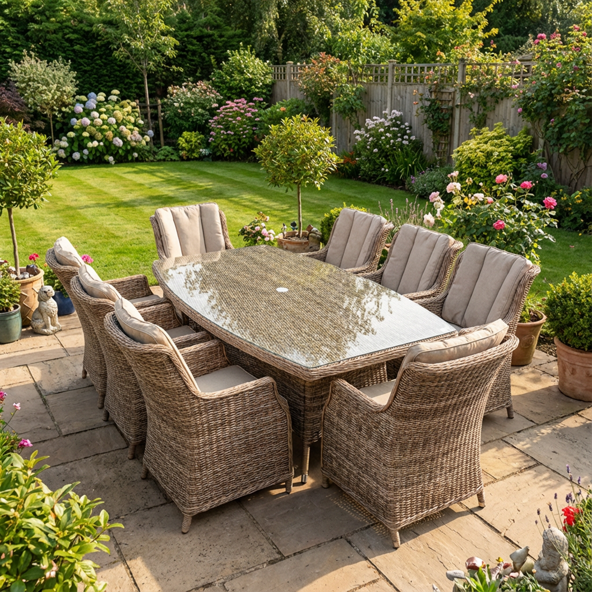 Olivia Cotswold Dining Set with 8 Wingback Chairs