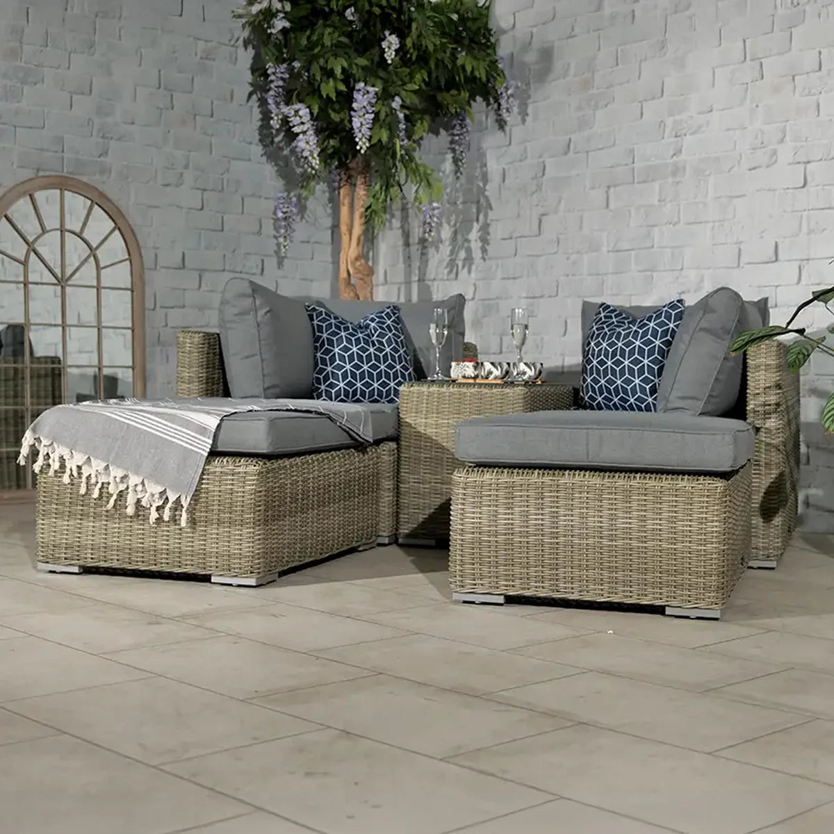 Wentworth 4 Seater Rattan Multi Setting Relaxer Set