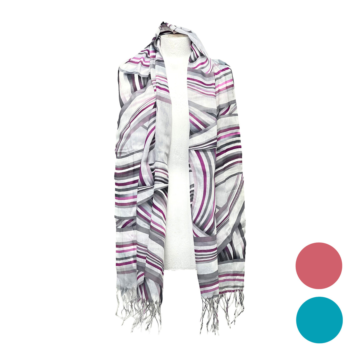 Weavermill Boxed Vintage Scarf " Ribbon Fringe " - Various Colours