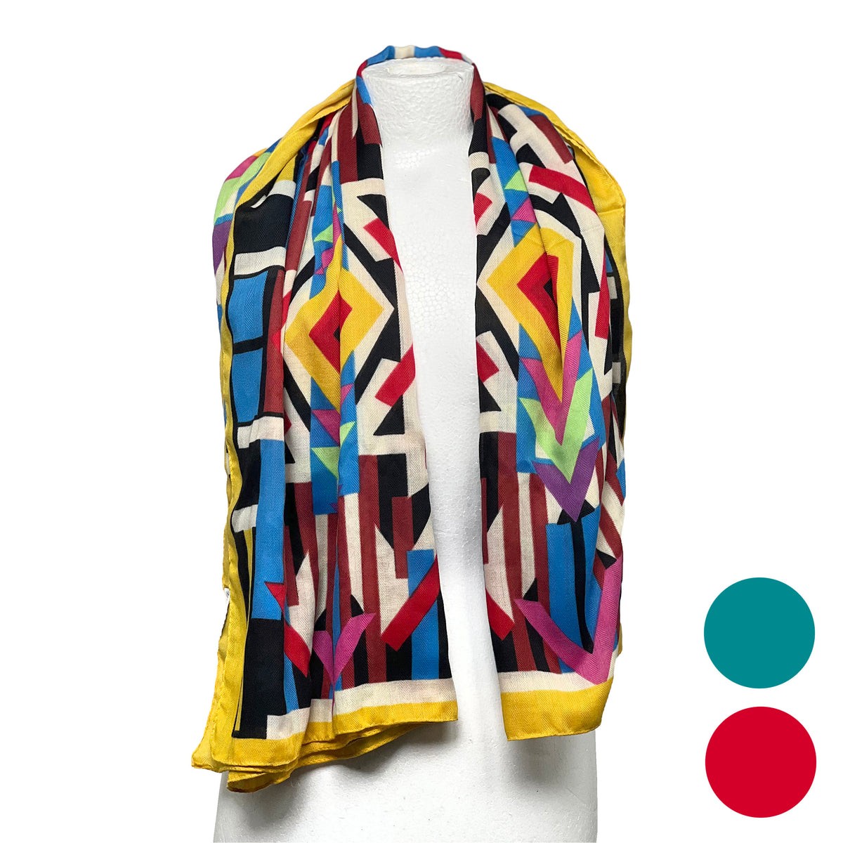 Weavermill Boxed Vintage Scarf " Geo Block " - Various Colours