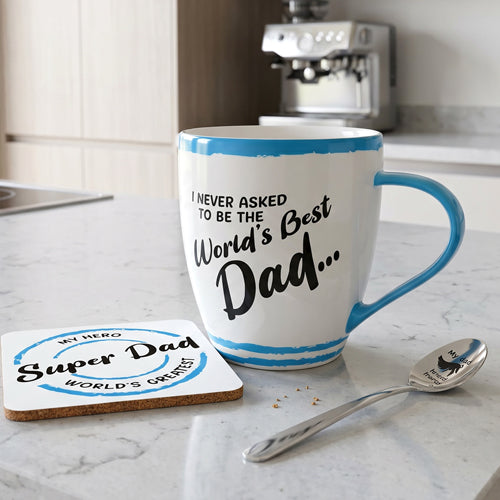 Love Mug®: Best Dad Mug, Coaster and Spoon Gift Set