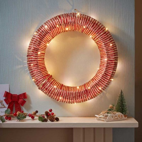Three Kings Red Gold Braid Wreath - 40cm