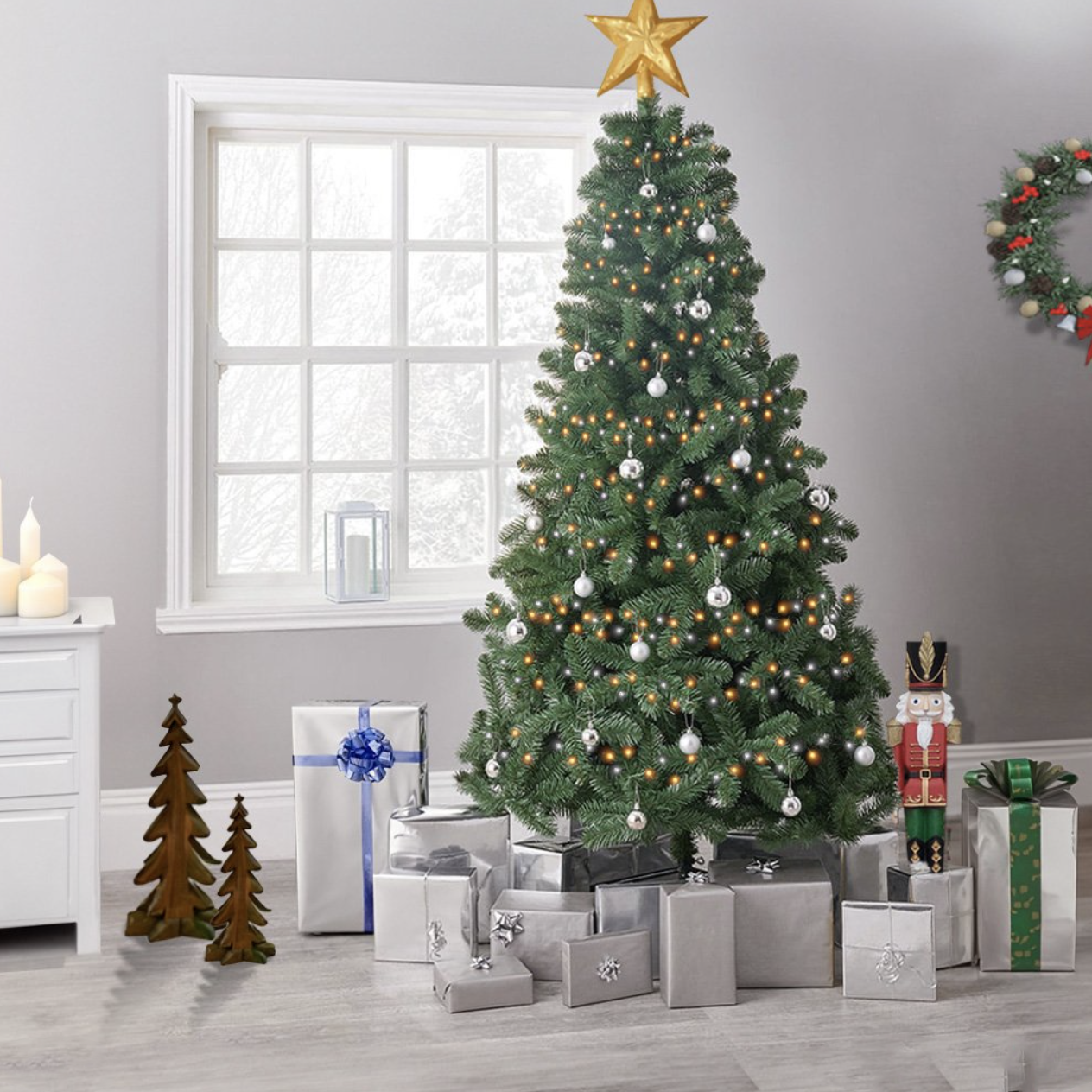 Artificial Green Scandinavian Fir Christmas Tree 7ft