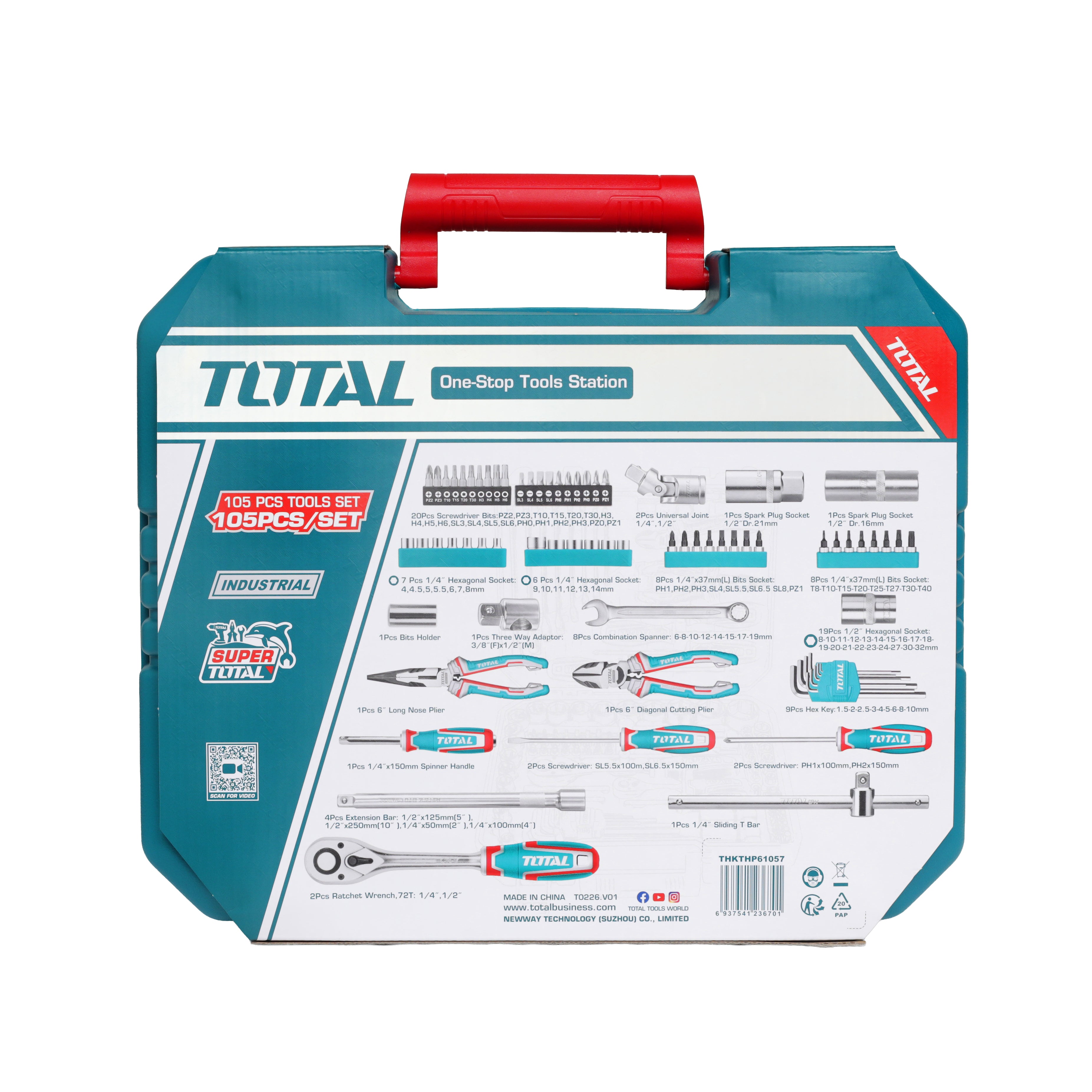 Total Tools tool set 105 pieces - THKTHP61057
