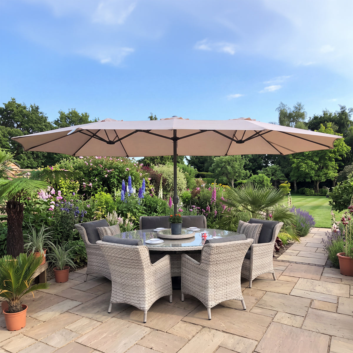 Varenna Double Parasol with Crank - 4.6m x 2.7m