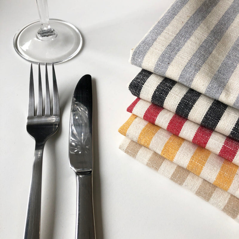 Cote-de-Amor Cotton Striped Dinner Napkins 45 x 45cm - Set of 12