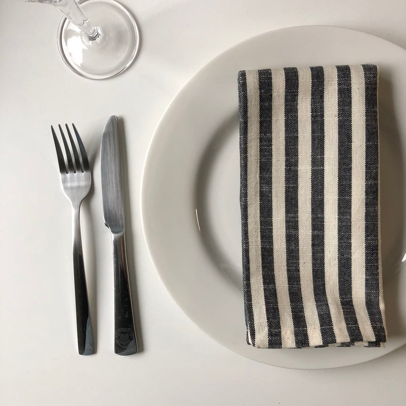 Cote-de-Amor Cotton Striped Dinner Napkins 45 x 45cm - Set of 12
