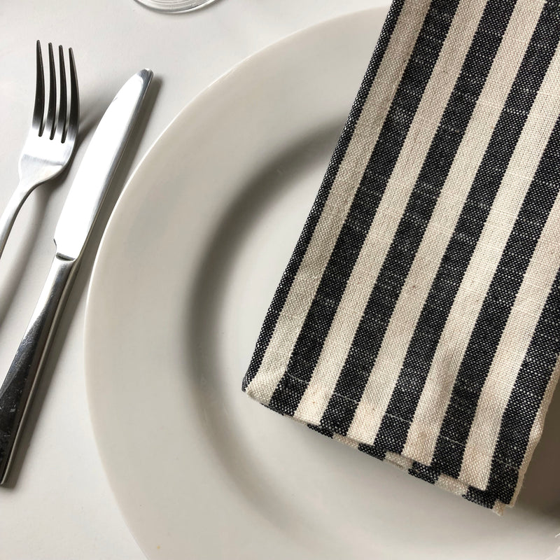Cote-de-Amor Cotton Striped Dinner Napkins 45 x 45cm - Set of 12