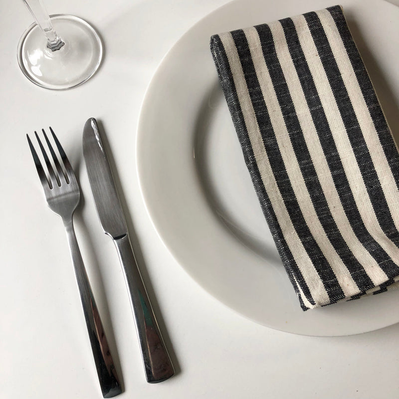 Cote-de-Amor Cotton Striped Dinner Napkins 45 x 45cm - Set of 12