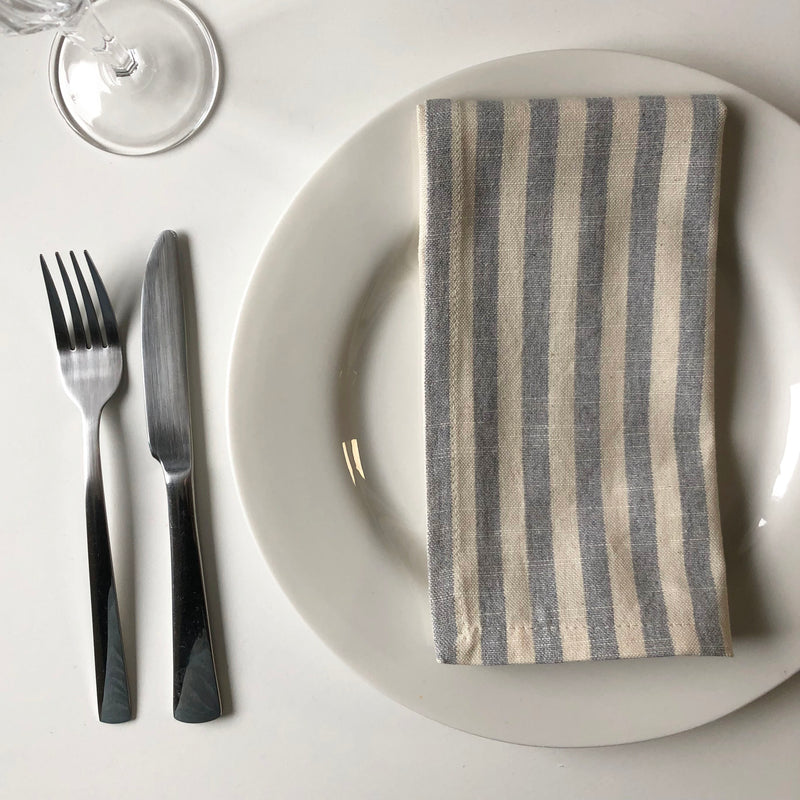 Cote-de-Amor Cotton Striped Dinner Napkins 45 x 45cm - Set of 12