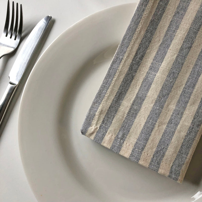 Cote-de-Amor Cotton Striped Dinner Napkins 45 x 45cm - Set of 12