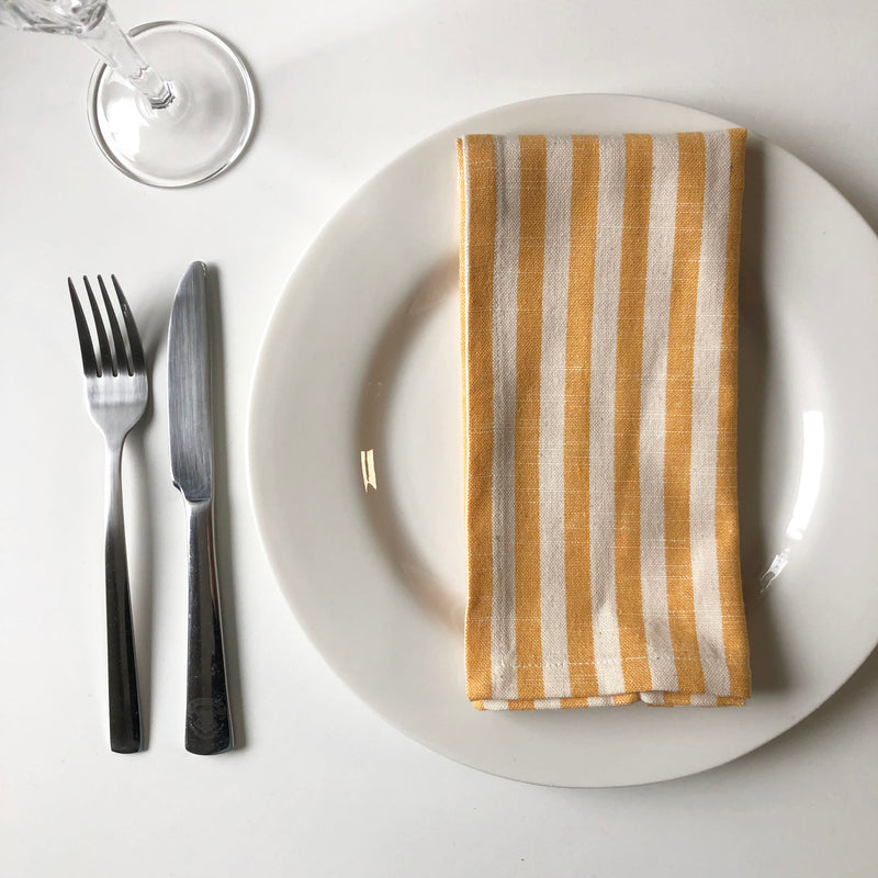 Cote-de-Amor Cotton Striped Dinner Napkins 45 x 45cm - Set of 12