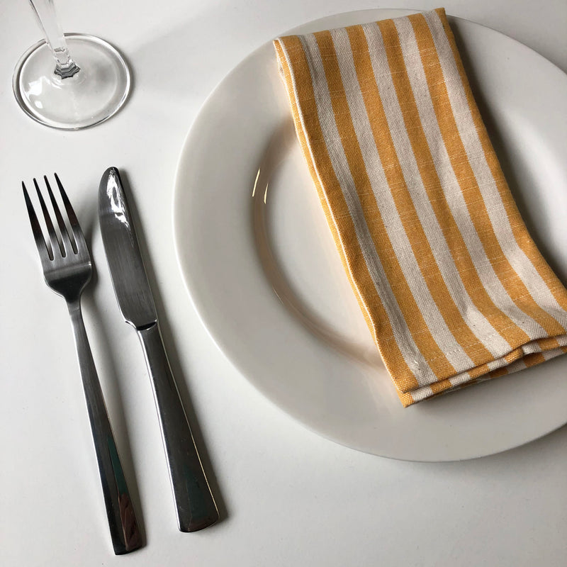 Cote-de-Amor Cotton Striped Dinner Napkins 45 x 45cm - Set of 12
