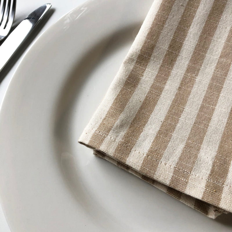 Cote-de-Amor Cotton Striped Dinner Napkins 45 x 45cm - Set of 12