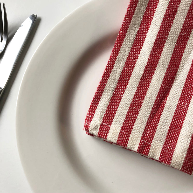 Cote-de-Amor Cotton Striped Dinner Napkins 45 x 45cm - Set of 12