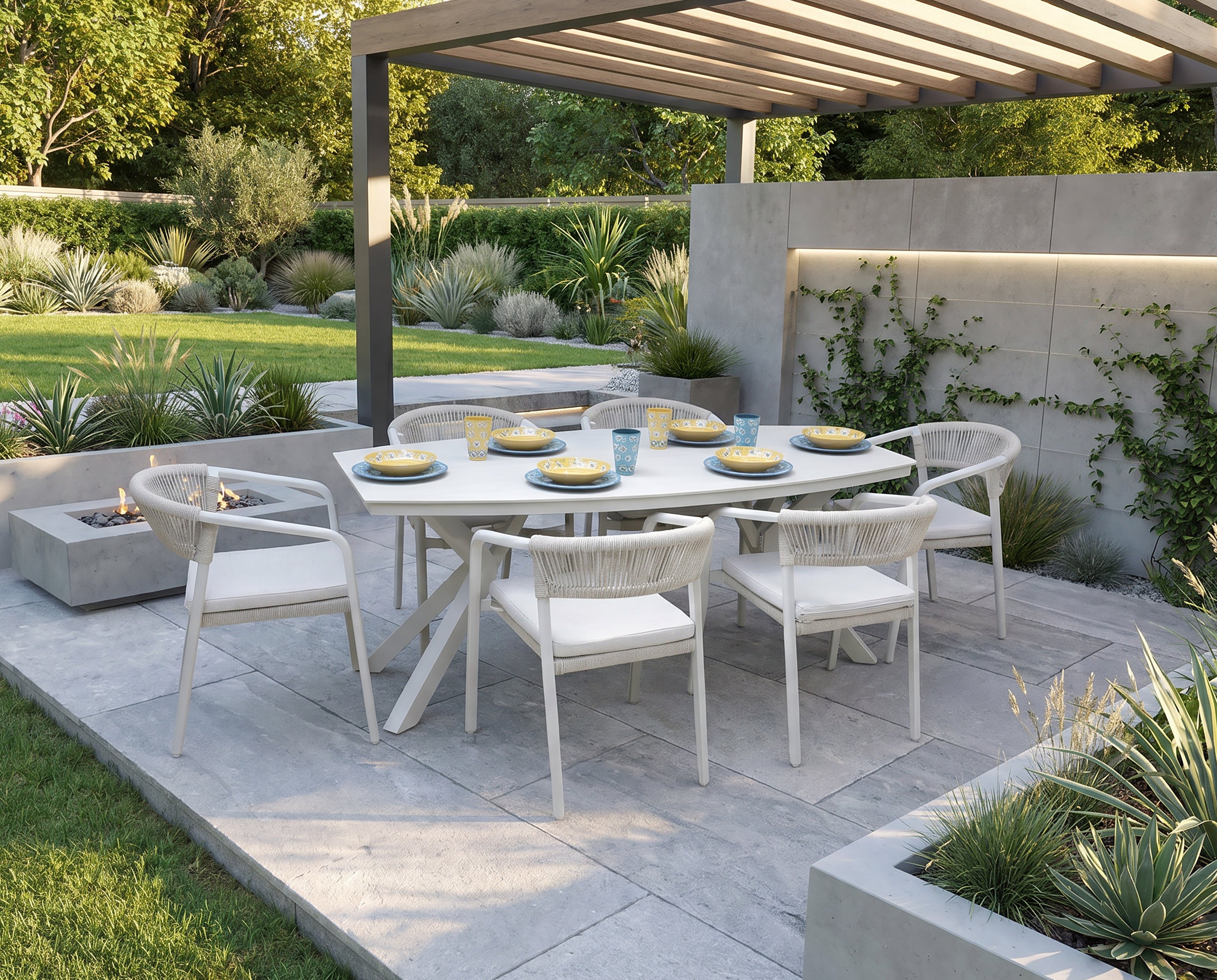 Canaria 6 Seater Dining Set with 180cm Oval Sintered Stone Table