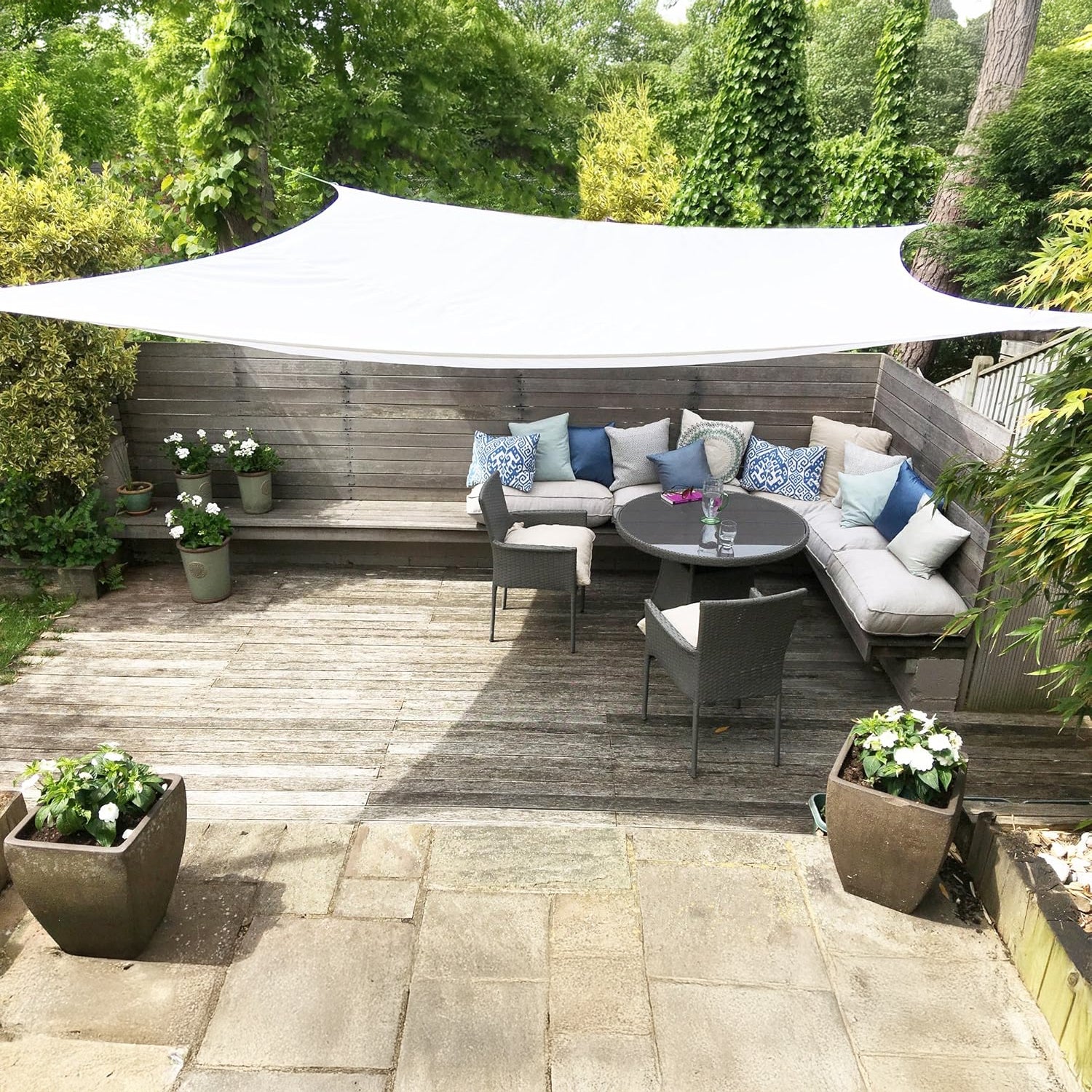 Clara - 3.6m Square Sun Shade Sail for Conservatory, Pergola, Patio, Gazebo, Tent, Garden Awning - White