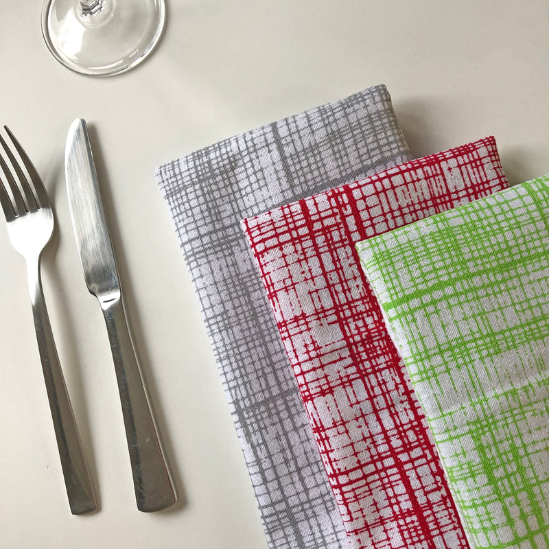 Cote-de-Amor Cross Hatch Cotton Dinner Napkins 42 x 42cm - Set of 12