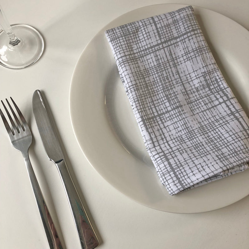 Cote-de-Amor Cross Hatch Cotton Dinner Napkins 42 x 42cm - Set of 12