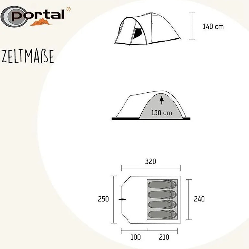 Portal Outdoor - Zeta 4 Person Green Tent