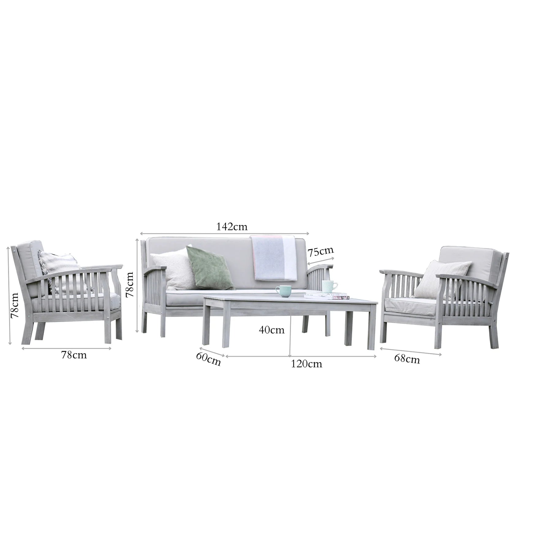 Dorset 4 Seater Lounge Set - Grey finish