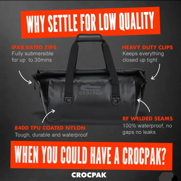 Crocpak Voyage Roll Top Duffle Dry Bag - Protective Waterproof Bag