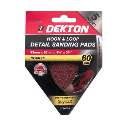 Dekton Hook & Loop Detail Sanding Pads 93mm x 93mm - Coarse