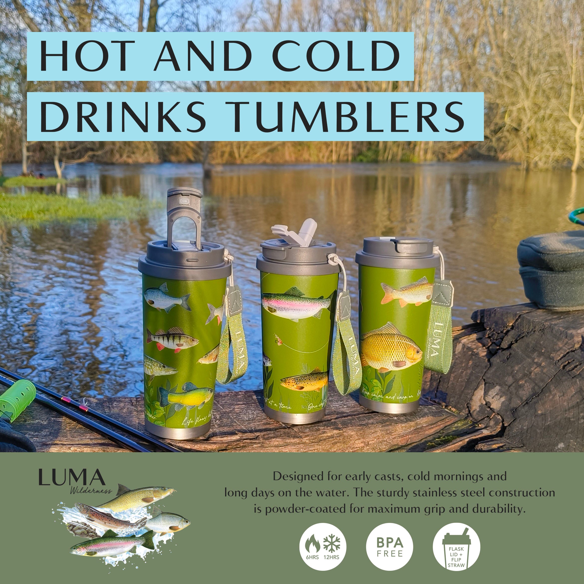 Luma Wilderness Insulated Tumbler 500ml - Fishing
