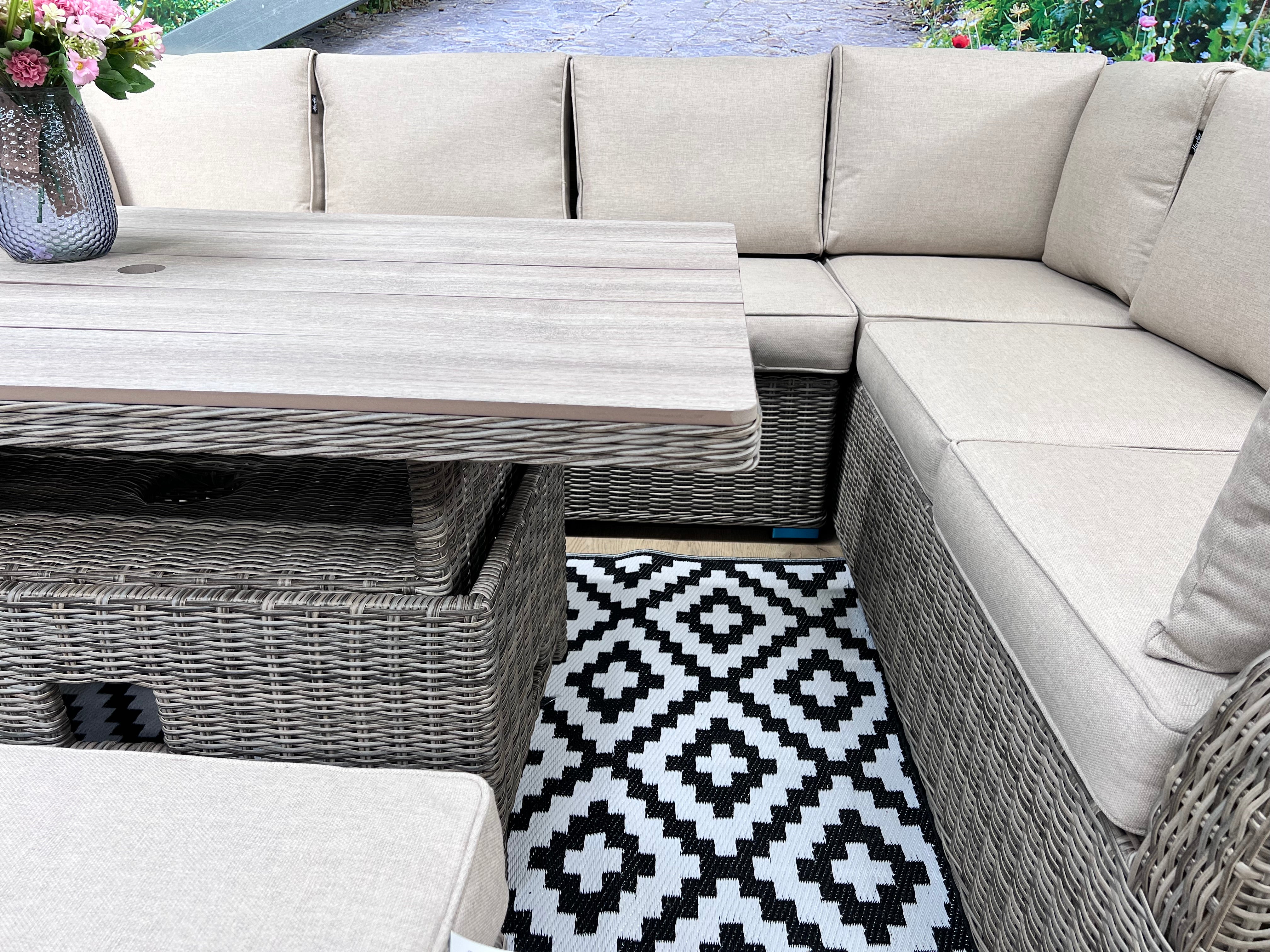 Havana L Corner Polywood Lounge Dining Set with Height Adjustable Table