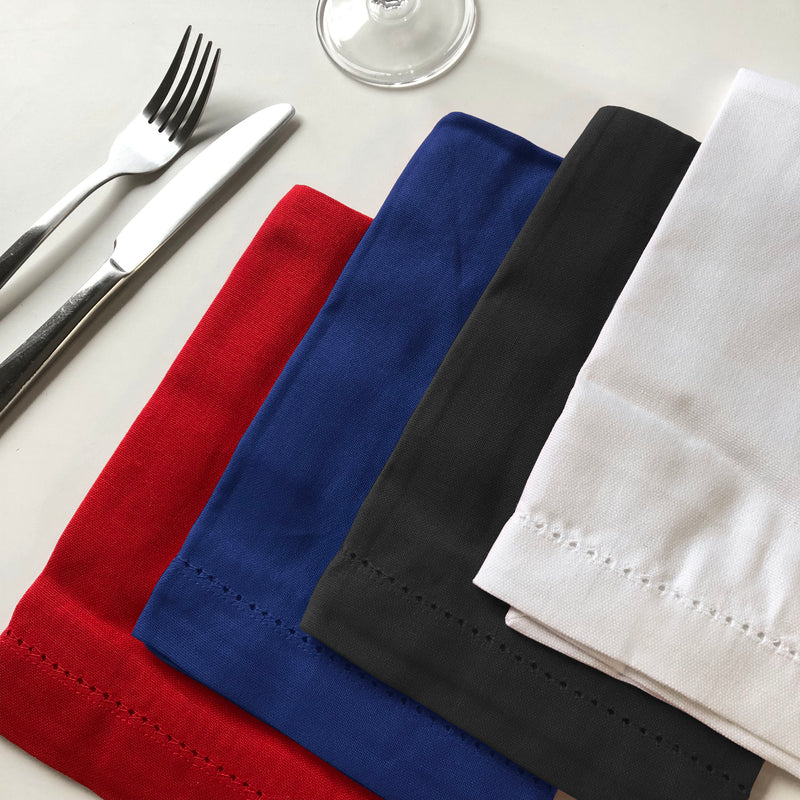 Cote-de-Amor Hemstitched Cotton Dinner Napkins 45 x 45cm - Set of 12