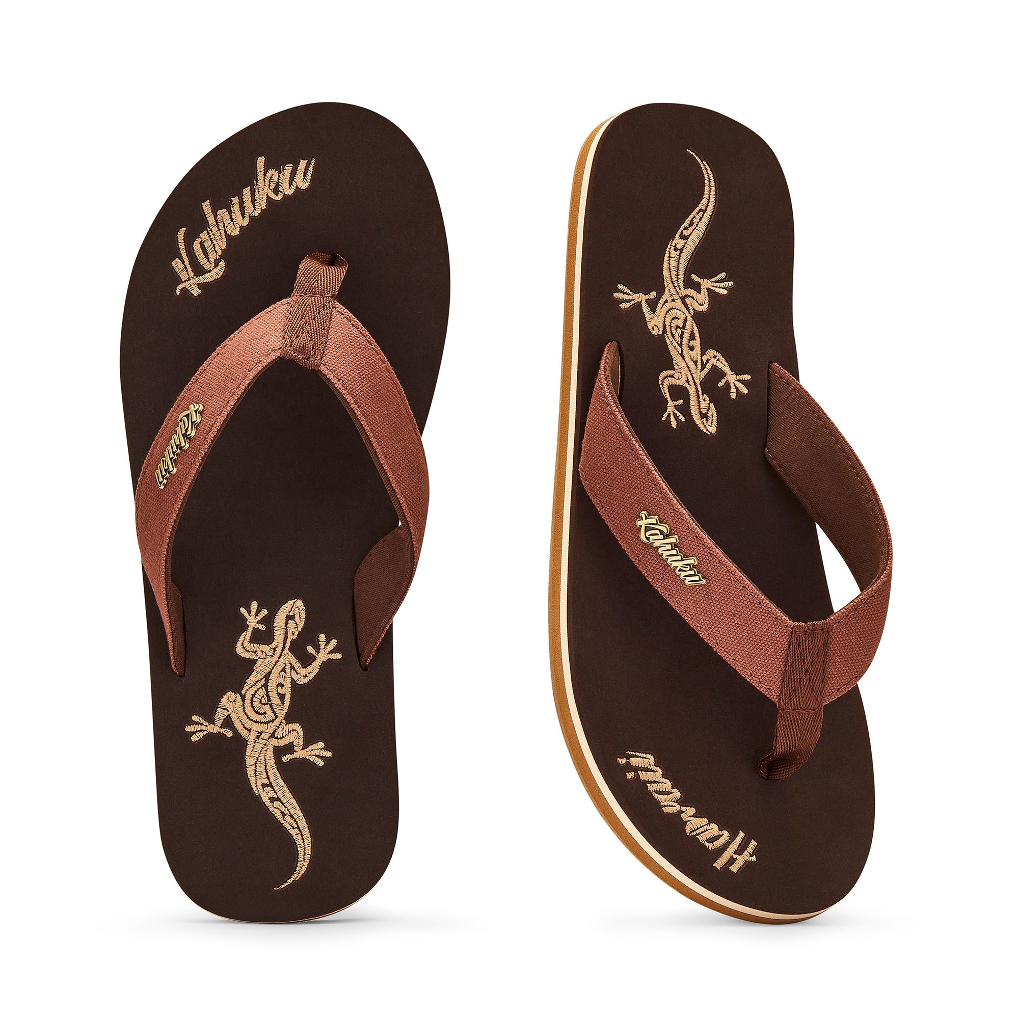 Slippahs Men's Flip-Flops - Brown Lizard