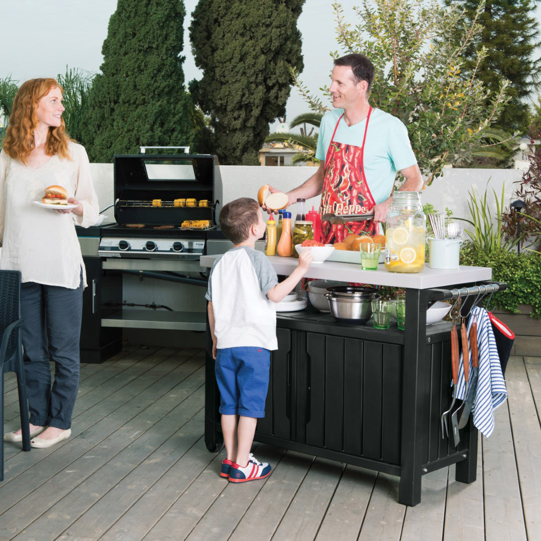 Keter Unity XL Table Storage BBQ Buffet Cart - Graphite