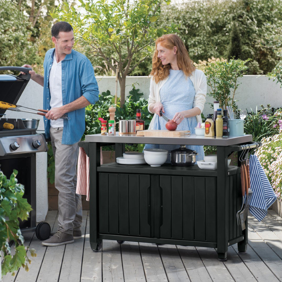 Keter Unity XL Table Storage BBQ Buffet Cart - Graphite