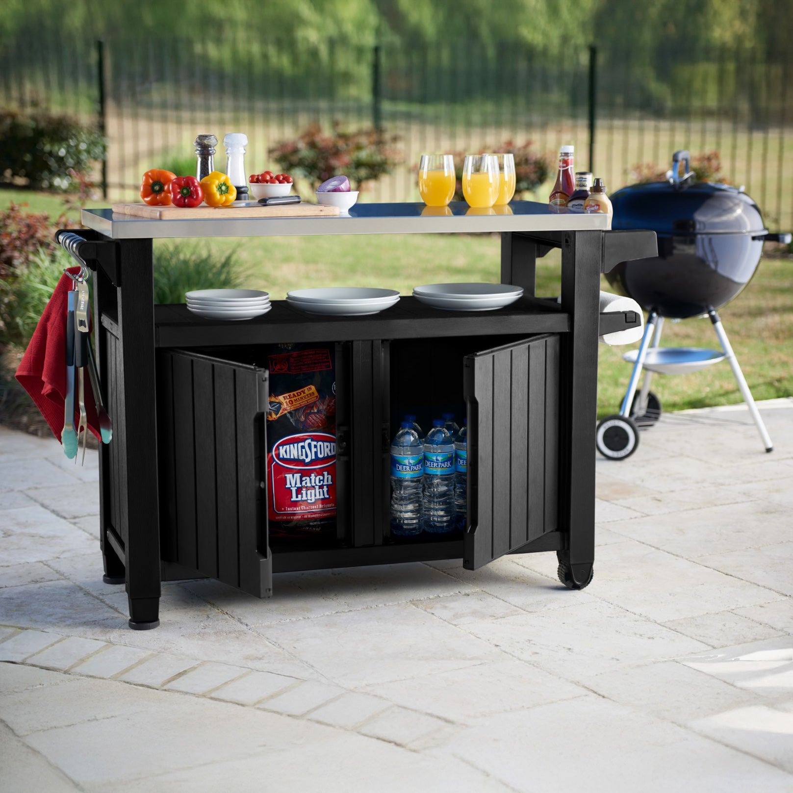 Keter Unity XL Table Storage BBQ Buffet Cart - Graphite