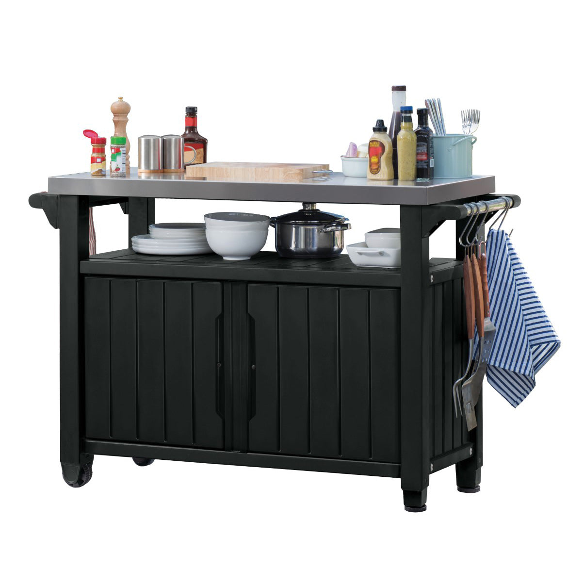Keter Unity XL Table Storage BBQ Buffet Cart - Graphite