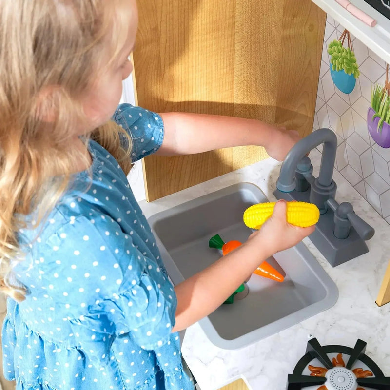 KidKraft Fresh Harvest Wooden Play Kitchen with Lights and Sounds for Kids